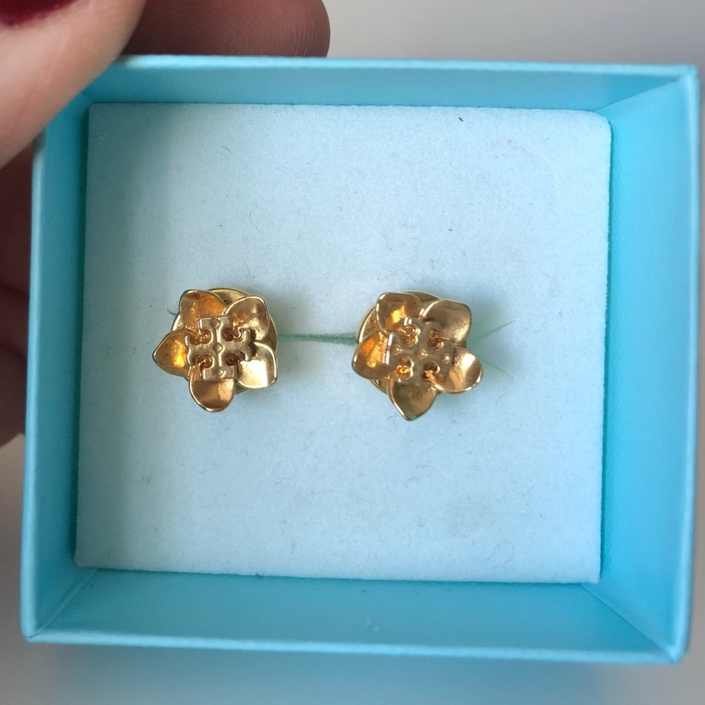Tory Burch Gold Logo Flower Earring